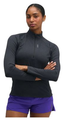 Hoka SkyForm Damen-Oberteil mit halbem Reißverschluss, schwarz