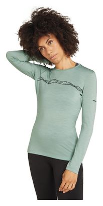 Women's Icebreaker Merino 200 Oasis Mountain Pulse Green Baselayer