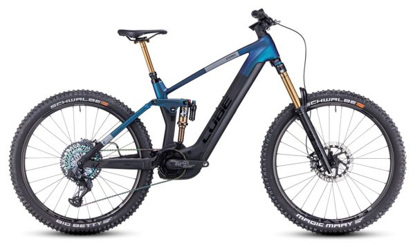 Cube Stereo Hybrid 160 HPC SLT 750 27.5 Electric Full Suspension MTB Sram XX1 Eagle AXS 12V 750 Wh 27.5'' Nebula Blue Carbon Gris 2023