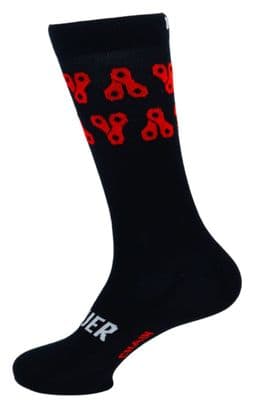 Chaussettes de cyclisme d'hiver en laine mérinos Heat Mooquer Chain Coffee Noire