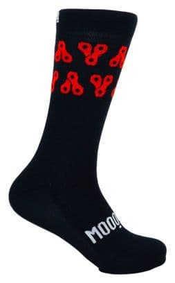 Chaussettes de cyclisme d'hiver en laine mérinos Heat Mooquer Chain Coffee Noire