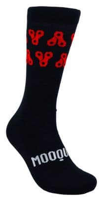 Chaussettes de cyclisme d'hiver en laine mérinos Heat Mooquer Chain Coffee Noire