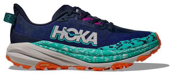 Hoka Speedgoat 6 Trailrunning-Schuhe Blau/Grün/Orange Damen