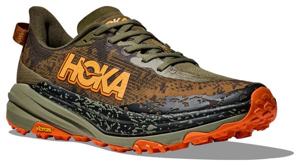 Hoka Speedgoat 6 Trail Shoes Khaki/Orange Uomo