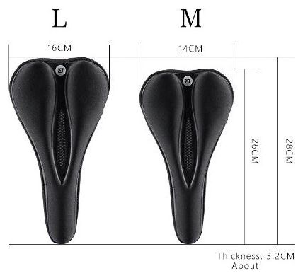 Selle de vélo en gel de silicone taille L - Noir