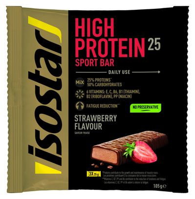 25 barrette proteiche Isostar High Protein Fragola 3x35gr