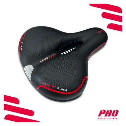 Selle de vélo Memory Foam Comfort - Noir - Femme/Homme