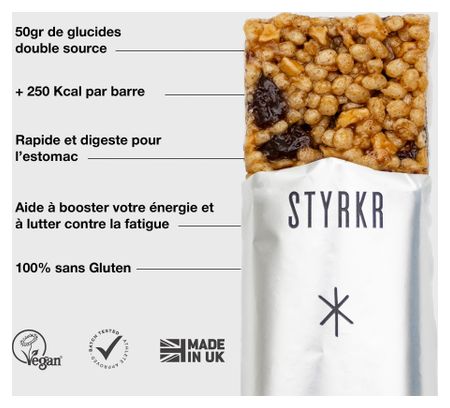 Styrkr BAR50 Apple, Cinnamon &amp; Caramel Energy Bar Box of 12