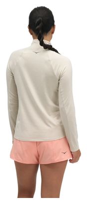Hoka SkyForm Damen-Oberteil mit halbem Reißverschluss, beige