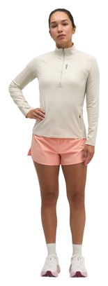 Hoka SkyForm Damen-Oberteil mit halbem Reißverschluss, beige