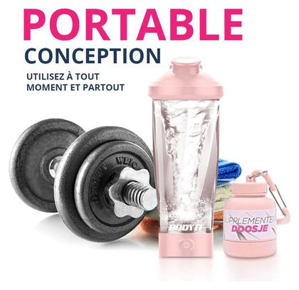 Shaker électrique de BODYIT® 700ml Rose!