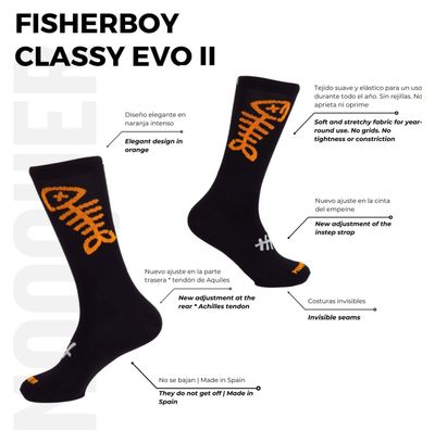 Chaussettes de cyclisme unisexes respirantes hautes Mooquer Fisherboy Classy EVO 2 noir