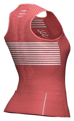 Maglia senza maniche Compressport Tri Postural da donna Coral Red