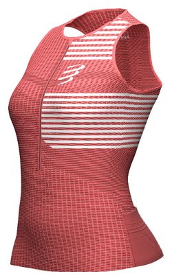Maglia senza maniche Compressport Tri Postural da donna Coral Red