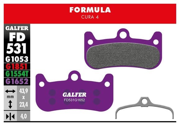 Galfer FD531 G1652 E-Bikes Pastillas de Freno Semimetálicas para Frenos de Disco Formula Cura 4