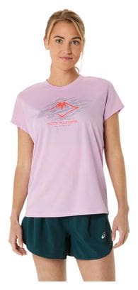 Maillot manches courtes Asics Fujitrail Logo Rose Femme