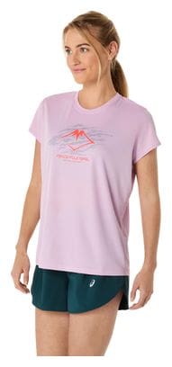 Maillot manches courtes Asics Fujitrail Logo Rose Femme