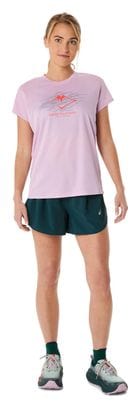 Maillot manches courtes Asics Fujitrail Logo Rose Femme