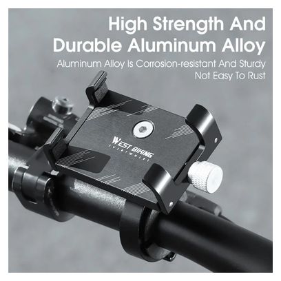 Support de téléphone de vélo en alliage d'aluminium Vague noir