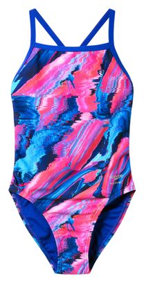 Speedo Club Training Printed Turnback Blue/Pink Women's Swimsuit