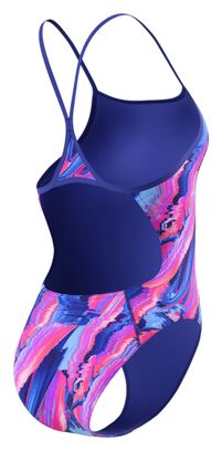 Speedo Club Training Printed Turnback Blue/Pink Women's Swimsuit