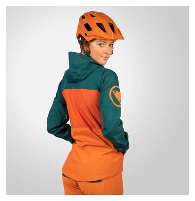 Women's Endura SingleTrack II Waterproof Jacket Green / Orange XS