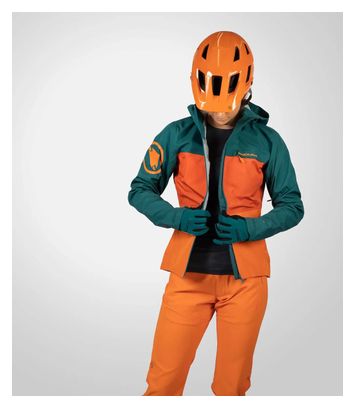 Women's Endura SingleTrack II Waterproof Jacket Green / Orange XS