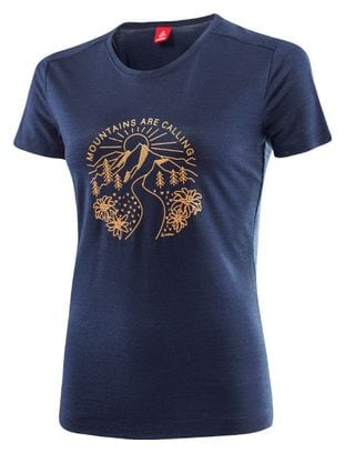 Loeffler T-shirt pour dames Printshirt Mountains Merino - Tencel ™ bleu foncé