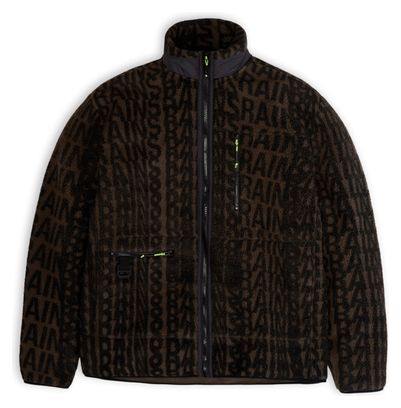 Rains Heavy Fleece Unisex Jacket Wood-Black Monogram Brown/Black