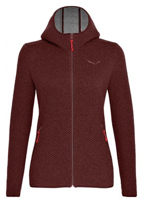 Giacca con cappuccio Salewa Woolen 2L Red