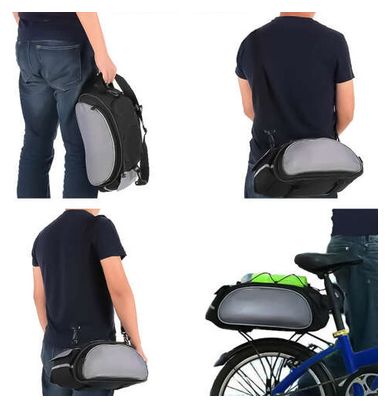 Sacoche de Vélo Porte-Bagages 12 Litres - Gris/Noir - Etanche