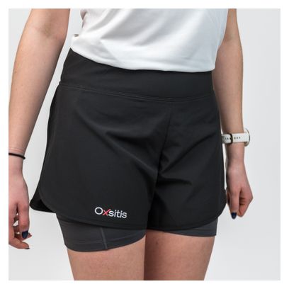 Pantaloncini da corsa 2 in 1 da donna Oxsitis X-Race Nero