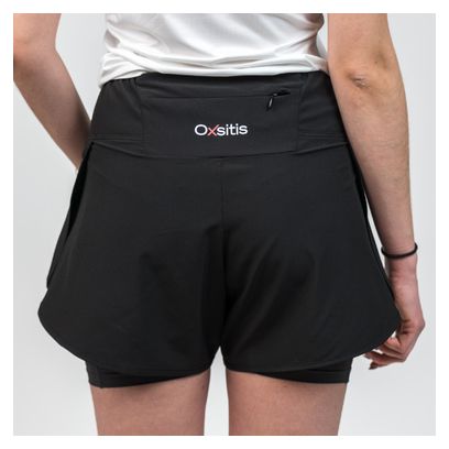 Pantaloncini da corsa 2 in 1 da donna Oxsitis X-Race Nero