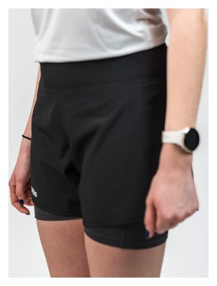 Pantaloncini da corsa 2 in 1 da donna Oxsitis X-Race Nero