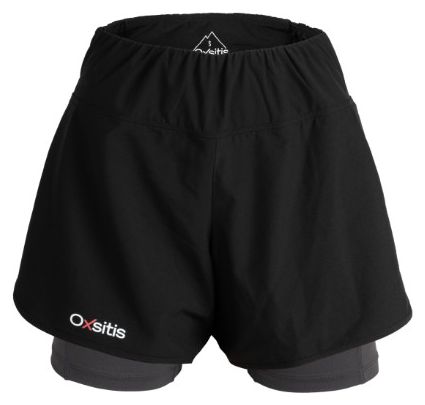 Pantaloncini da corsa 2 in 1 da donna Oxsitis X-Race Nero