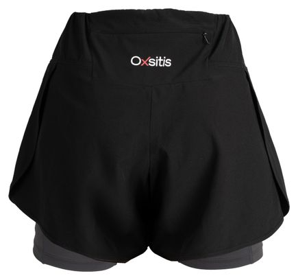 Pantaloncini da corsa 2 in 1 da donna Oxsitis X-Race Nero