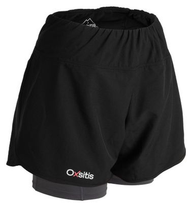Pantaloncini da corsa 2 in 1 da donna Oxsitis X-Race Nero