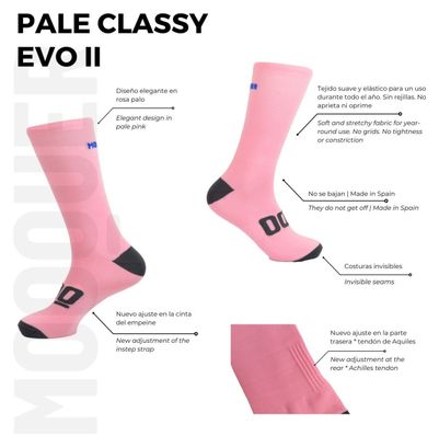 Chaussettes de cyclisme unisexes respirantes hautes Mooquer Pale Classy II roses