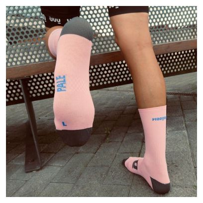 Chaussettes de cyclisme unisexes respirantes hautes Mooquer Pale Classy II roses
