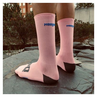 Chaussettes de cyclisme unisexes respirantes hautes Mooquer Pale Classy II roses