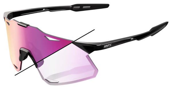 100% Hypercraft Gloss Black Bril / Paarse Spiegel Photochromische Lenzen