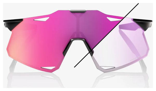 100% Hypercraft Gloss Black Bril / Paarse Spiegel Photochromische Lenzen