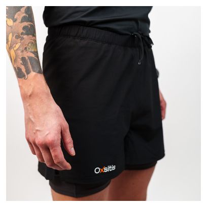 Oxsitis X-Race Herren 2-in-1 Running Shorts Schwarz