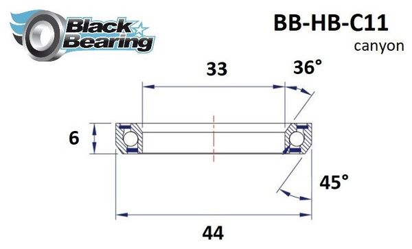 Black Bearing C11 Stuurlagers 33 x 44 x 6 mm 36/45°