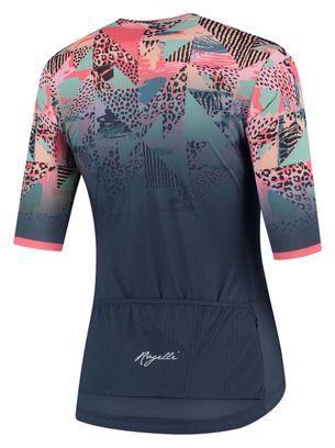 Maillot Manches Courtes Velo Rogelli Animal - Femme - Bleu/Corail