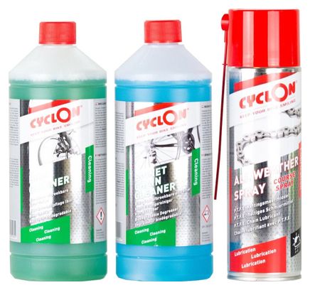 Kit d'entretien vélo Bike Cleaner 1L + Chain Cleaner 1L + Course Spray 500ml