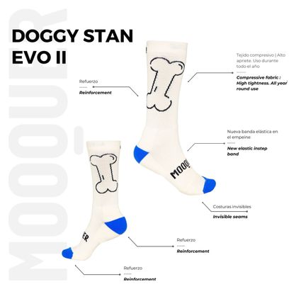 Chaussettes de cyclisme unisexes avec renforts hauts Mooquer Doggy Stan Evo II crème