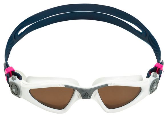 Kayenne Small Swimming Goggles White/Grey - Brown Polarized Lens