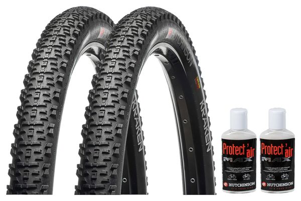 Lot Pneus VTT Hutchinson Kraken 29'' Tubeless Ready Souple Sideskin + Préventif Protect'Air Max 