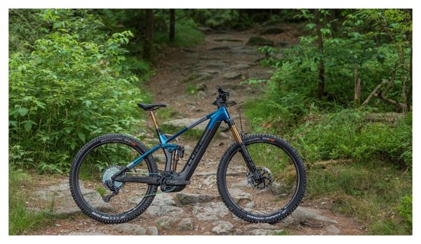 Cube Stereo Hybrid 140 HPC SLT 750 Electric Full Suspension MTB Sram XX1 Eagle AXS 12S 750 Wh 29'' Nebula Blue Carbon Grey